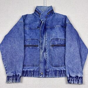 Vintage 80s 90s Urban Equipment Denim Bomber Jacket Y2K Boxy